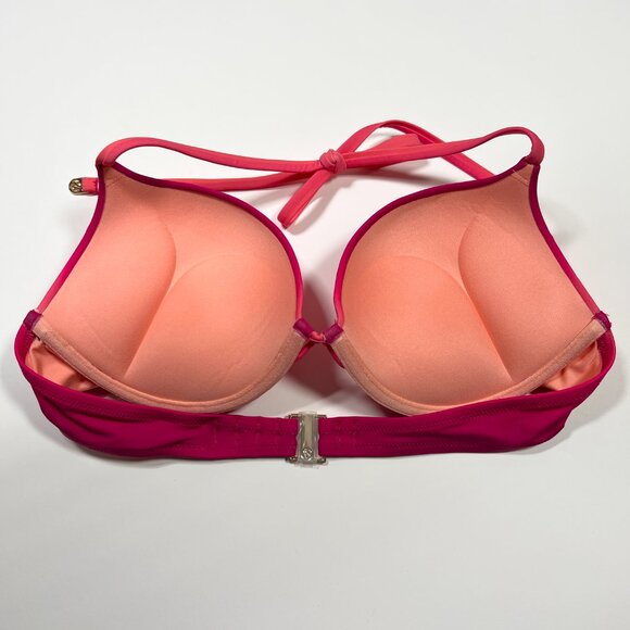 Victoria Secret 36D Bombshell Push Up Bikini Top Add 2 Cups Sunrise Ombre Orange - Picture 6 of 8